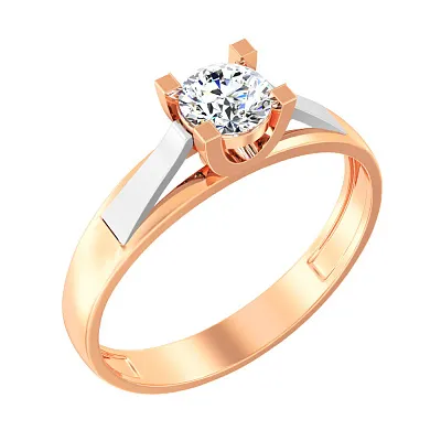 Золотое кольцо для помолвки с фианитом (арт. 141024)