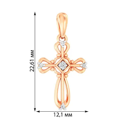 Золотая подвеска-крестик с фианитами (арт. 440652)