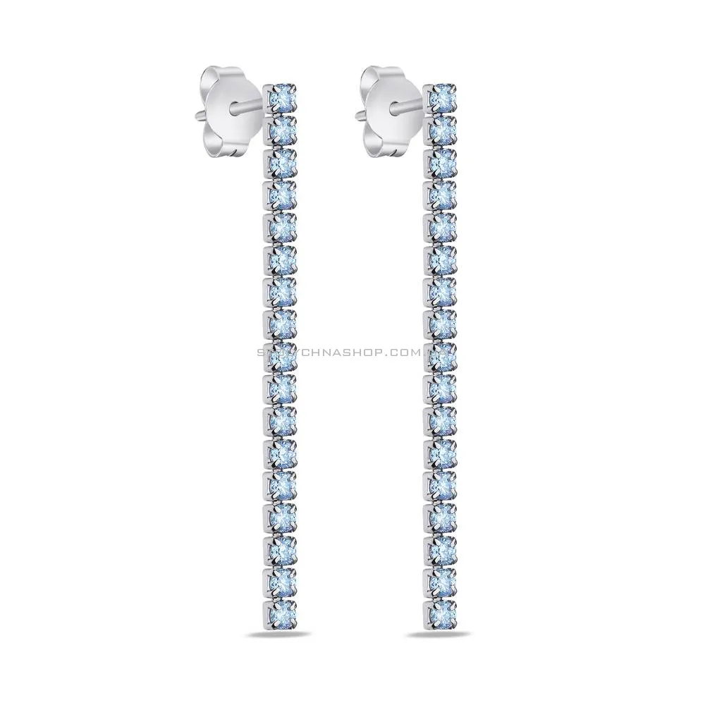 Срібні сережки-пусети з блакитними альпінітами (арт. 7518/6483/1аг) - цена