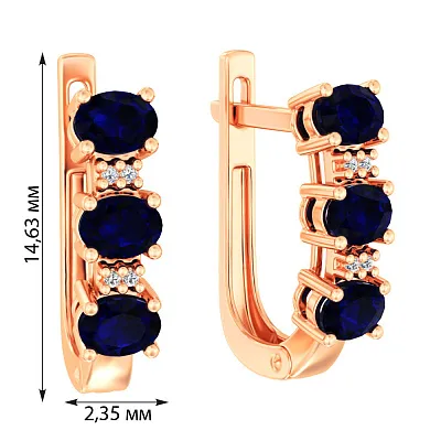 Сережки золоті з діамантами і сапфіром  (арт. С011106с)