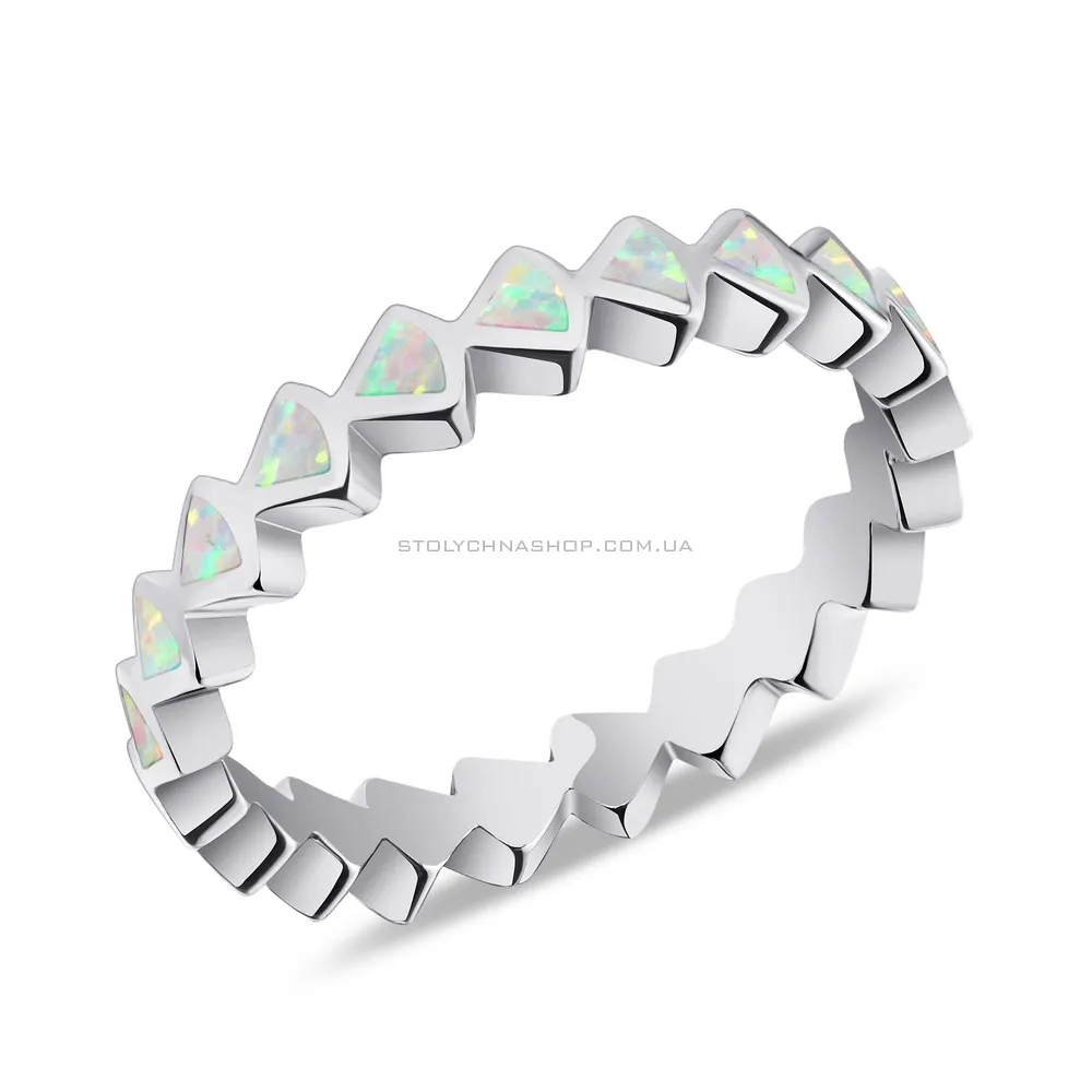 Кольцо из серебра с белым опалом (арт. 7501/5328Поб)