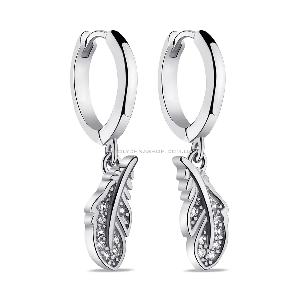 Срібні сережки-кільця з фіанітами (арт. 7502/9344/10) - цена