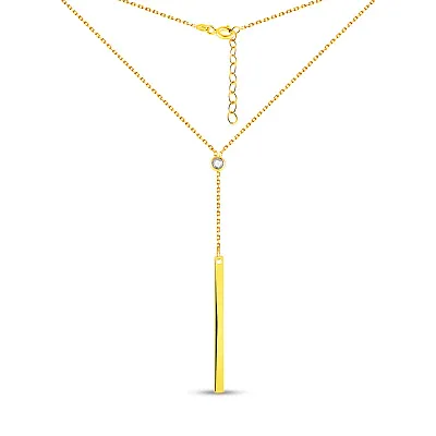 Колье-галстук из желтого золота с фианитом (арт. 352497ж)