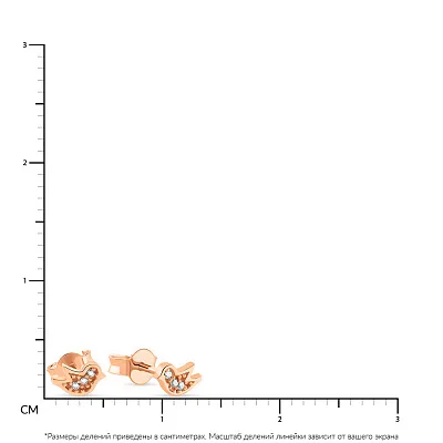 Маленькі золоті сережки-пусети "Пташка" з фіанітами  (арт. 108795)