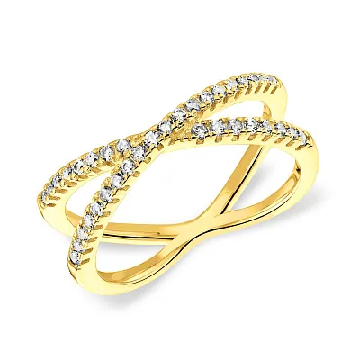 Двойное кольцо из серебра Trendy Style с желтым родированием  (арт. 7501/5619ж)