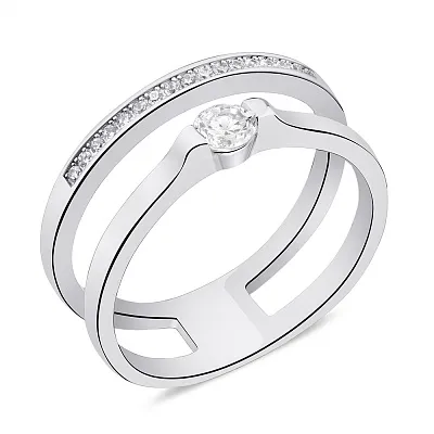 Двойное серебряное кольцо с фианитами (арт. 7501/К2Ф/249-17,5)