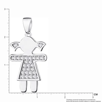 Срібна підвіска «Дівчинка» з фіанітами (арт. 7503/2607)