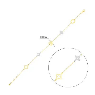 Браслет з фіанітом з жовтого та білого золота (арт. 324595жб)