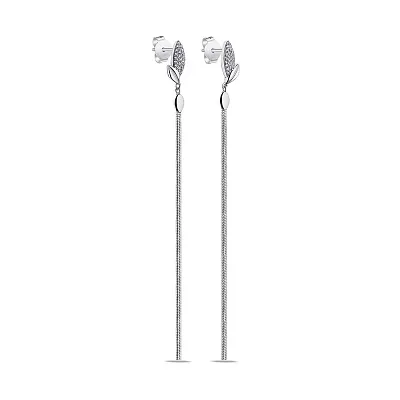 Длинные серьги из серебра с фианитами (арт. 7518/6814)