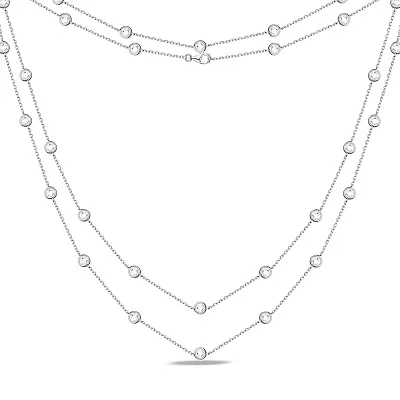 Длинное колье из серебра с фианитами (арт. 7507/525)