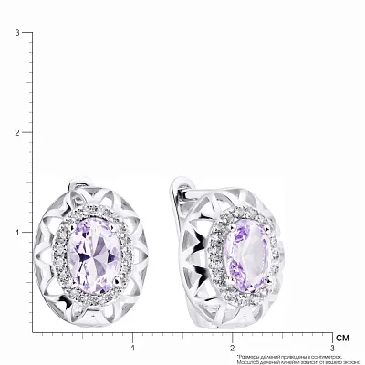 Сережки зі срібла з фіолетовими фіанітами (арт. 7502/3677цф)