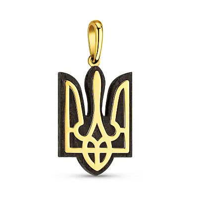 Золотий кулон Герб України з ебеновим деревом (арт. 440865ж)
