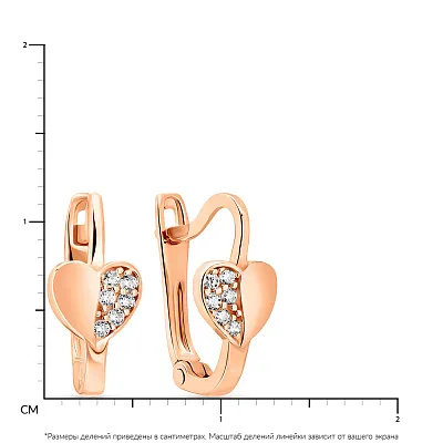 Детские сережки из красного золота с фианитами (арт. 108561)