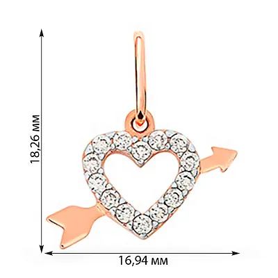 Золотая подвеска «Сердце» с фианитами (арт. 440529)