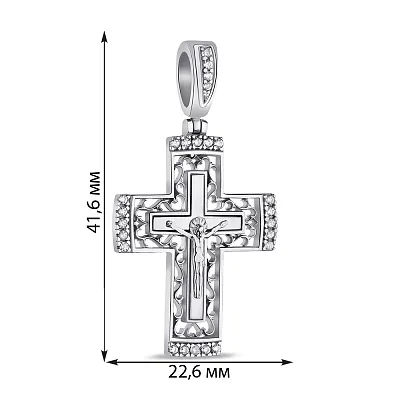 Срібний натільний хрестик з розп'яттям (арт. 7504/2-0514.0.2)
