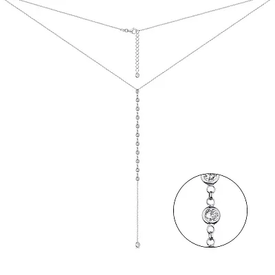 Серебряное колье-галстук с фианитами (арт. 7507/1988)