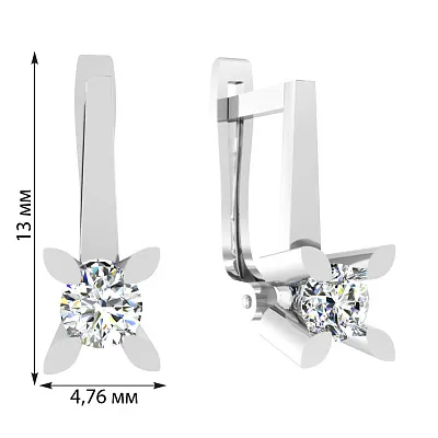 Золоті сережки в білому кольорі металу з фіанітами (арт. 110105б)