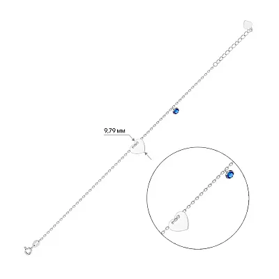 Браслет «Серце» зі срібла з альпінітом (арт. 7509/2313ас)