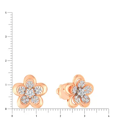 Золоті сережки пусети «Квіточки» з фіанітами (арт. 110576)