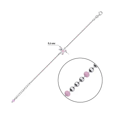 Дитячий браслет зі срібла "Ведмедик" з рожевою емаллю (арт. 7509/3914ер)