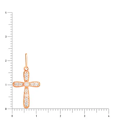 Хрестик з червоного золота з фіанітами (арт. 440401)