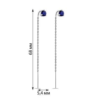 Серебряные серьги-протяжки с синими альпинитами (арт. 7502/557ассп)
