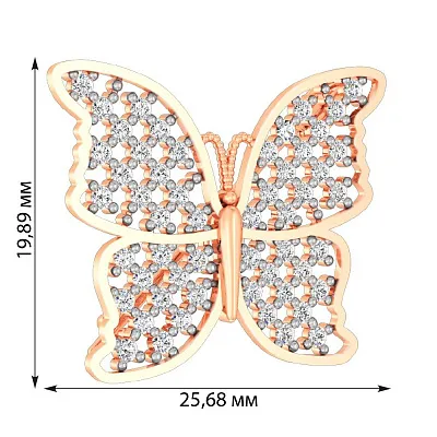 Золота брошка «Метелик» з фіанітами (арт. 360073)