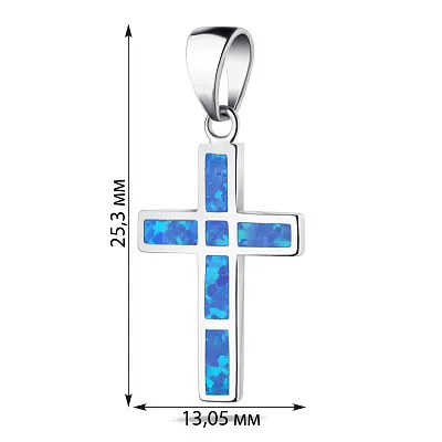 Подвес-крестик из серебра с синим опалом (арт. 7503/3403Пос)
