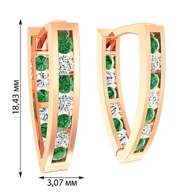 Золоті дитячі сережки з зеленими фіанітами (арт. 110121з)