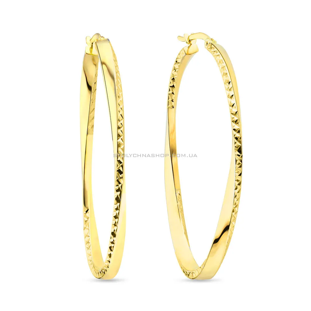 Золотые серьги кольца с алмазной насечкой (арт. 106843ж/45) - цена