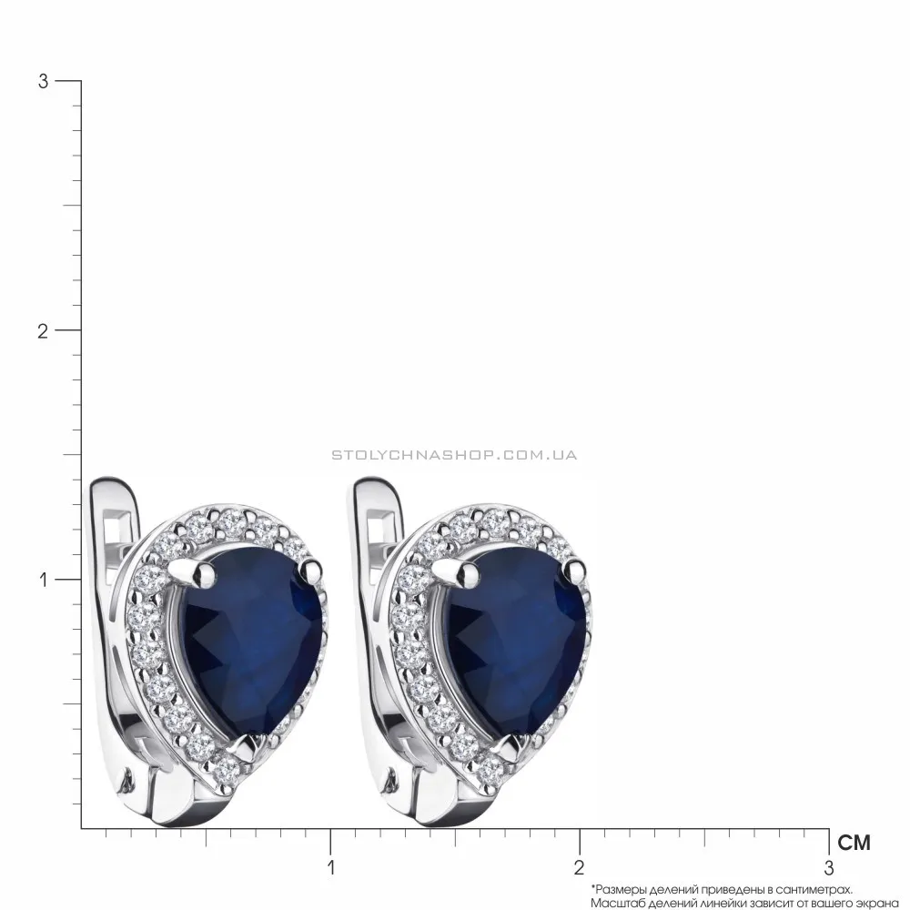 Срібні сережки з сапфіром і фіанітами (арт. 7002/4058Спс)