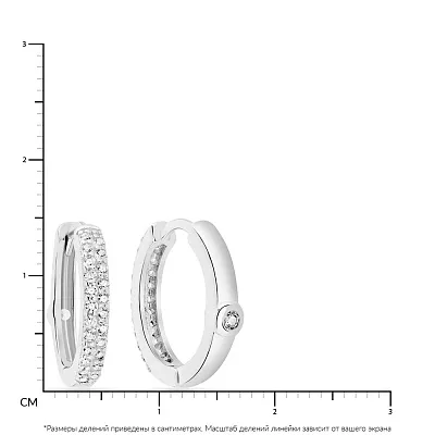 Двосторонні сережки-кільця зі срібла з фіанітами  (арт. 7502/4333/15)