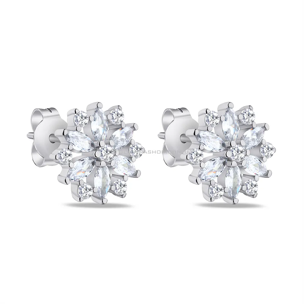Срібні сережки-пусети з розсипом фіанітів (арт. 7518/5889) - цена