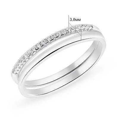 Двойное серебряное кольцо с дорожкой из фианитов  (арт. 7501/5551)