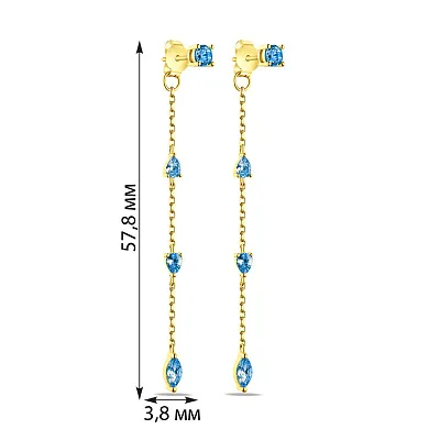 Сережки зі срібла з альпінітами і жовтим родіюванням (арт. 7518/6561жаг)