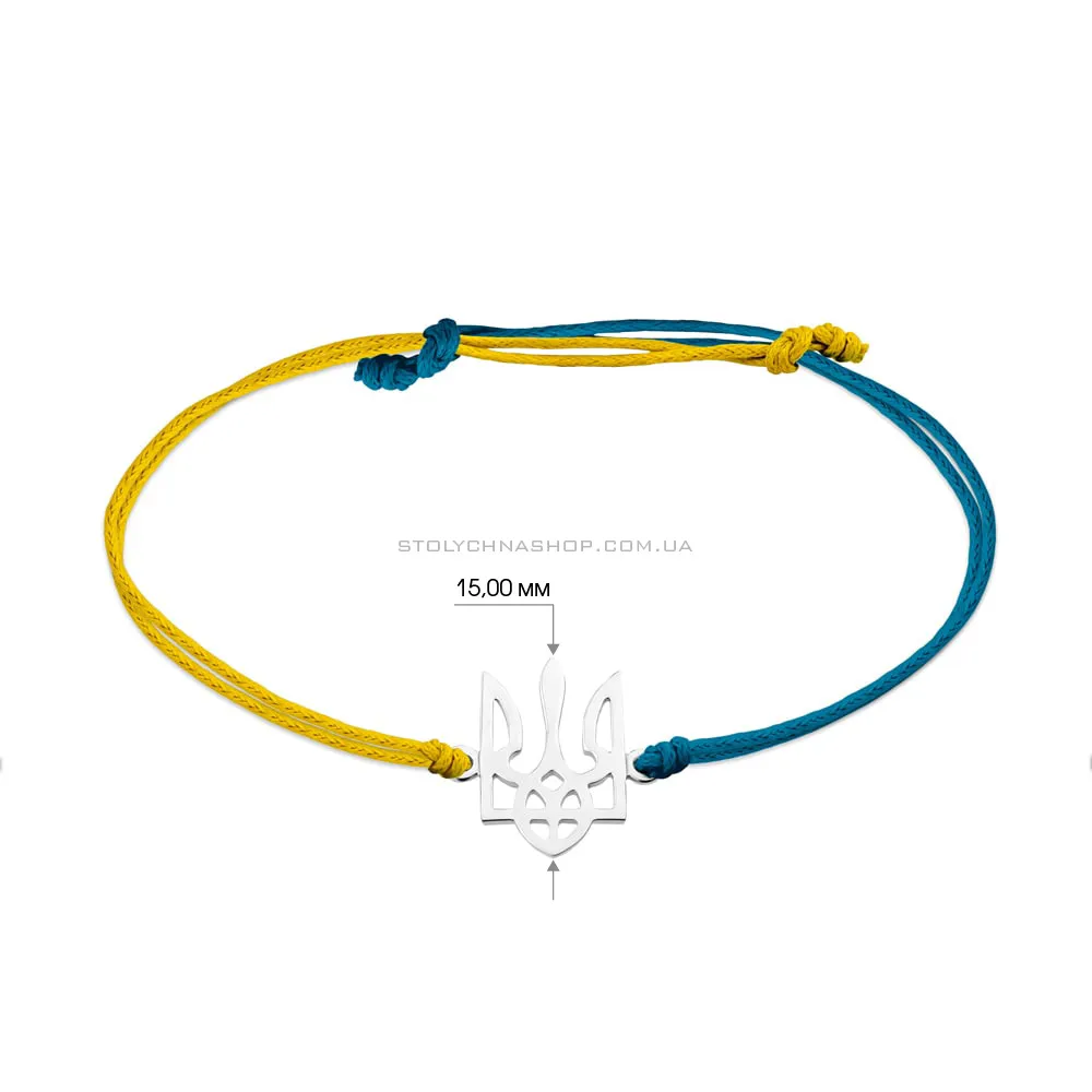 Браслет на голубой и желтой нити с серебряной вставкой  (арт. Х340031гж) - 3 - цена