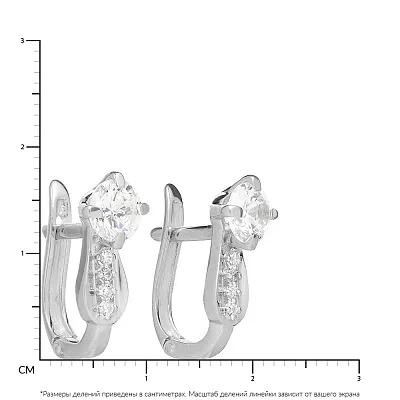 Сережки з білого золота з фіанітами (арт. 110131б)