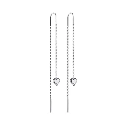 Серебряные серьги протяжки Сердце (арт. 7502/9004)