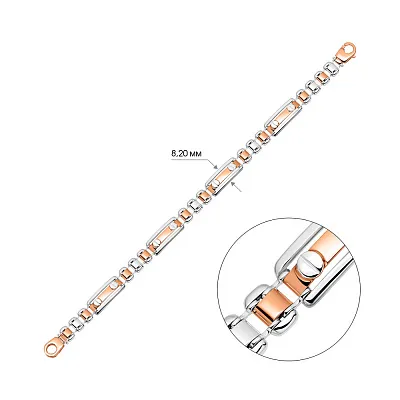Масивний чоловічий браслет з червоного і білого золота  (арт. 325619кб)