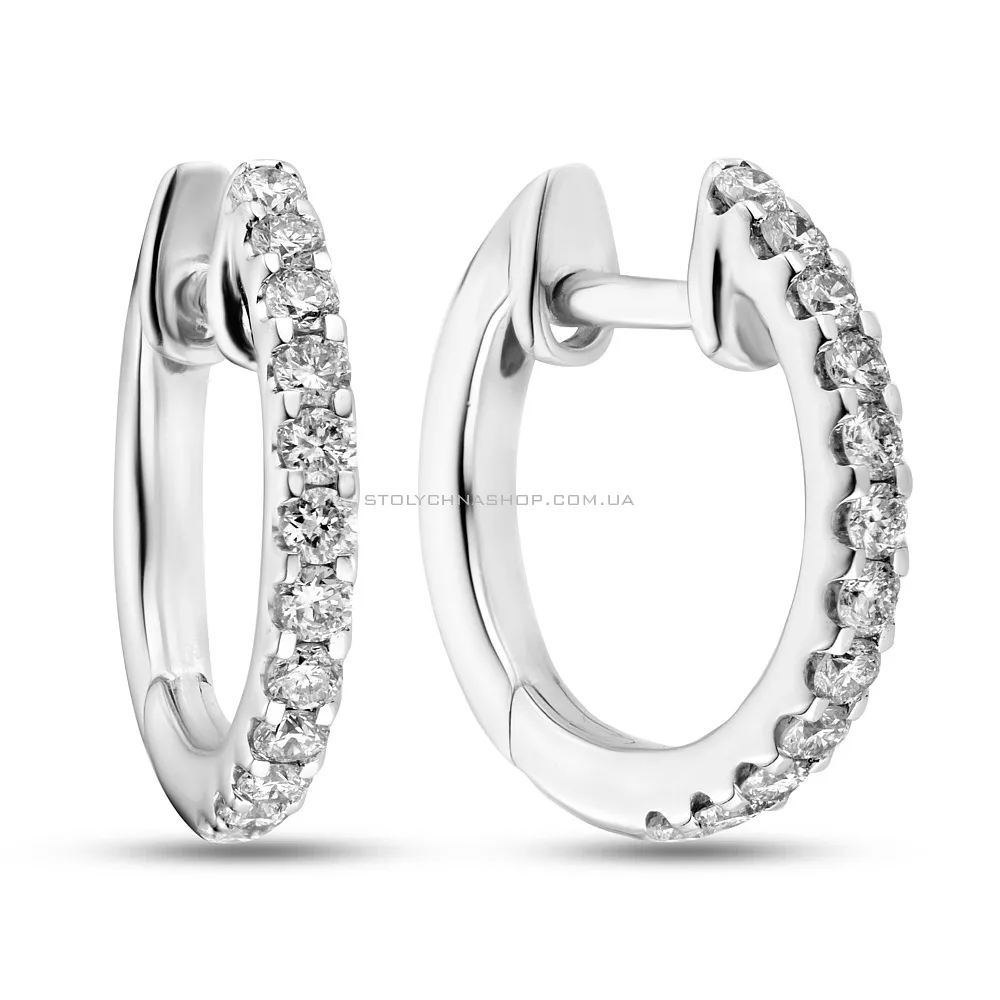 Золоті сережки-кільця з доріжкою з діамантів (арт. С341082030б) - цена