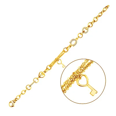 Золотой женский браслет с фианитами (арт. 323956жП1)
