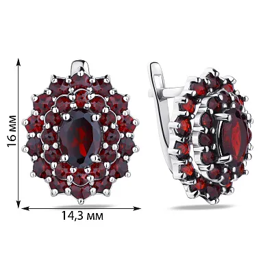 Срібні сережки з гранатом (арт. 7002/4037Г)
