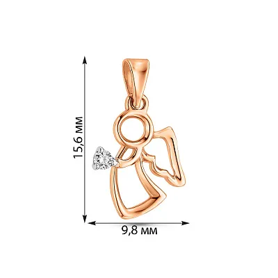 Кулон Янгол з червоного золота з діамантом (арт. 3100881201)