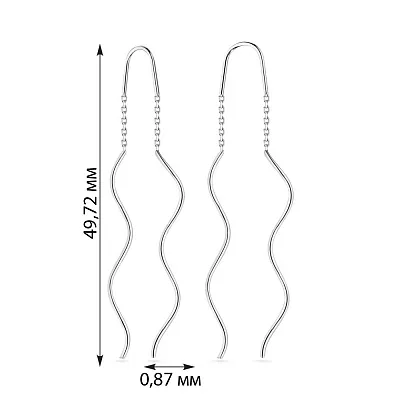 Сережки протяжки з білого золота (арт. 107566б)