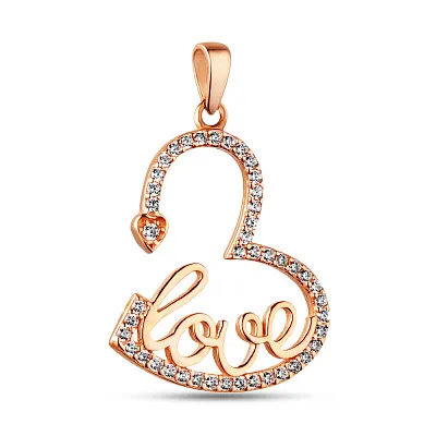 Золота підвіска Love з фіанітами (арт. 423929)