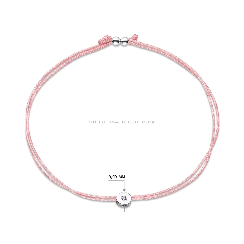 Браслет з рожевою ниткою і срібними вставками (арт. 7209/429рбрю)