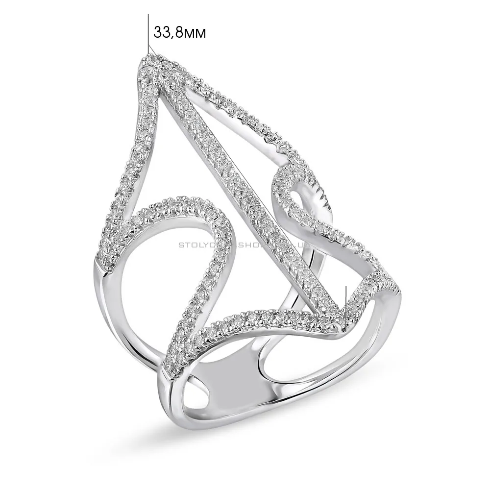 Широкое кольцо из серебра с фианитами  (арт. 05012355) - 2 - цена