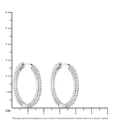 Серьги-кольца серебряные с дорожками из фианитов  (арт. 7502/4738/30)