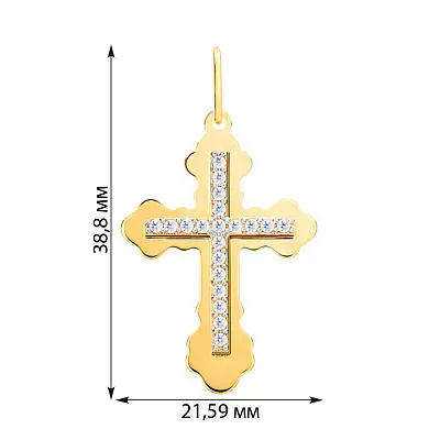 Декоративний хрестик з жовтого золота з фіанітами  (арт. 542400ж)