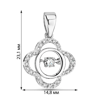 Кулон з білого золота з танцюючим діамантом (арт. 3109504202)